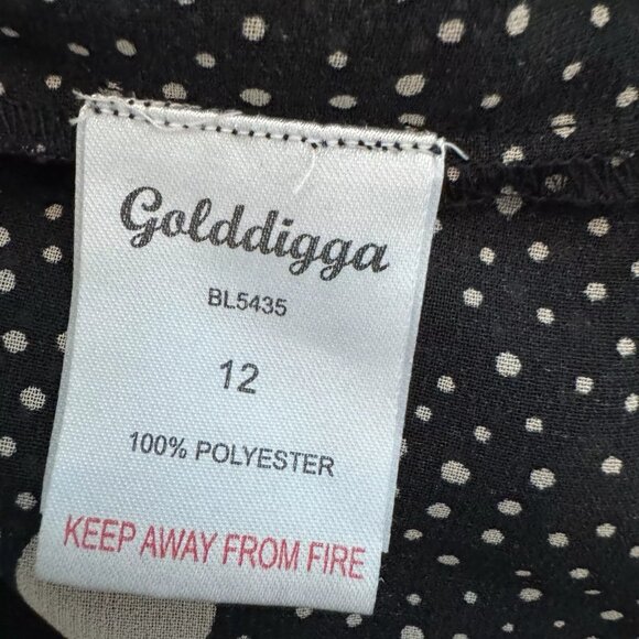 Golddigga Size 12 Black Polka Dot Lined Sleeveless Skater Dress - Picture 7 of 7